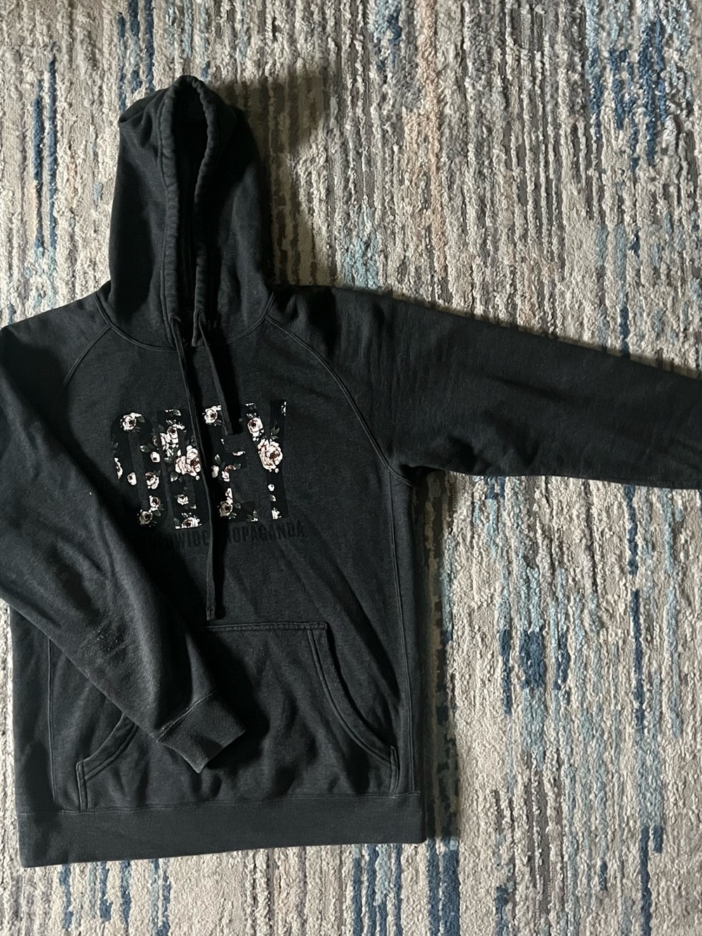 Obey Black Floral Logo Pullover Hoodie